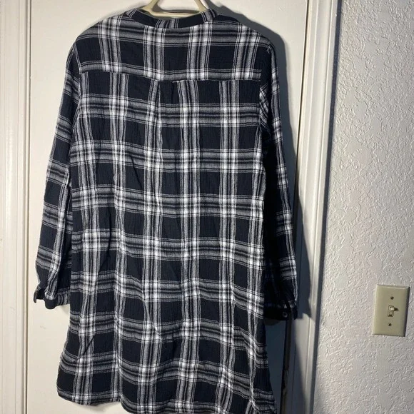 Garnet Hill Black White Plaid Organic Cotton Tunic Dress 08 - Picture 7 of 7
